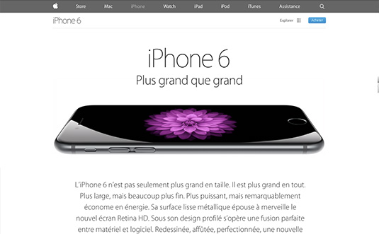Site d'apple pour l'iphone 6
